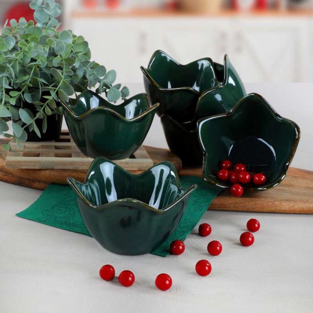 Keramika Zümrüt Zambak Çerezlik 12cm 6 Adet