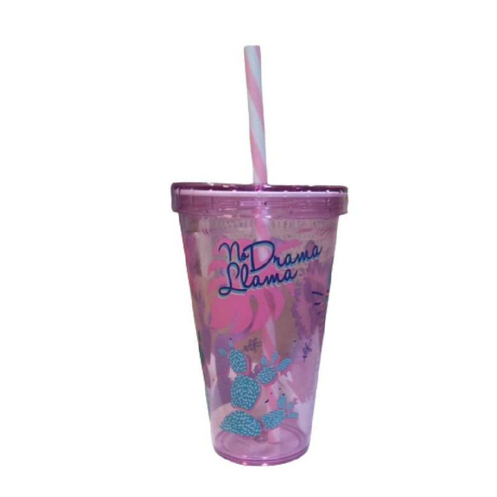 Desenli Pipetli Bardak 660 Cc - Pembe