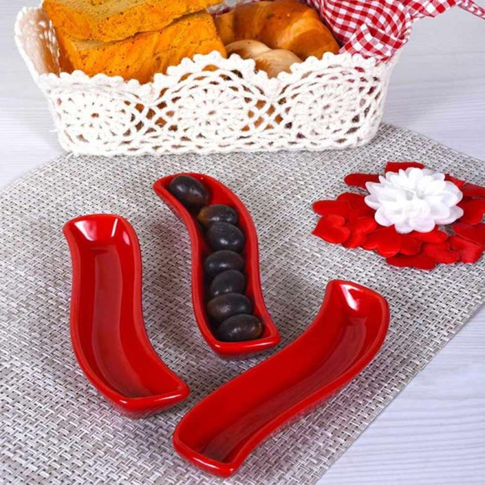 Keramika Kırmızı Ivory Zeytinlik 18 cm 3 adet