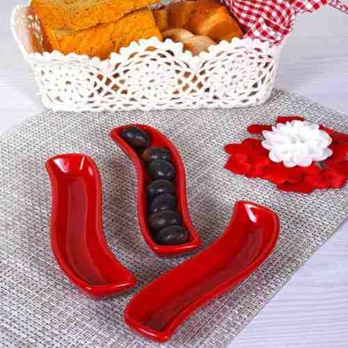 Keramika Kırmızı Ivory Zeytinlik 18 cm 3 adet