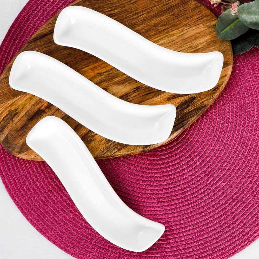 Keramika Mat Beyaz Ivory Zeytinlik 3 Adet 18 Cm