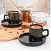 Keramika Dora Siyah Kahve Fincan Takımı 4 Parça 2 Kişilik