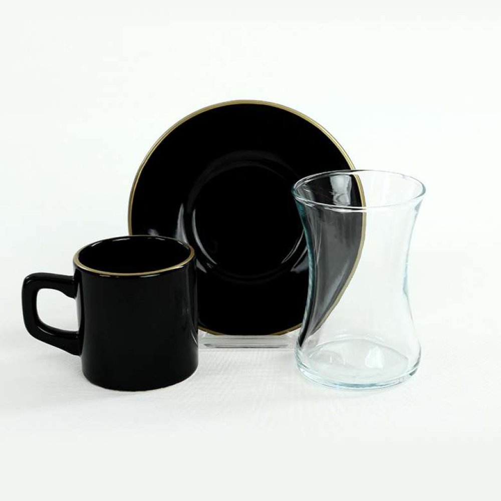 Keramika Luna Gold Siyah Çay/kahve Fincan Takımı 18 Parça 6 Kişilik