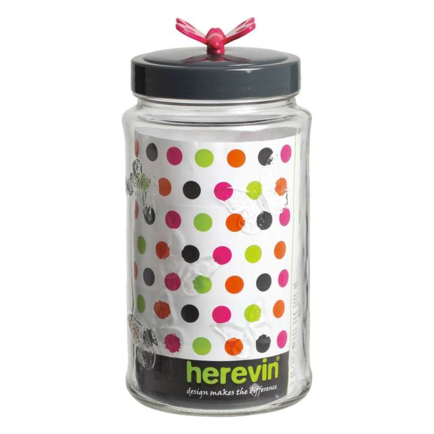 Kelebek Figürlü Cam Kavanoz Yeşil 1,7 L