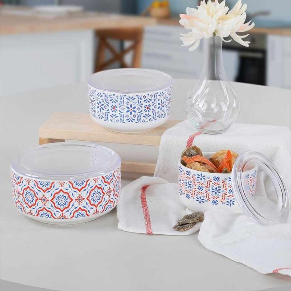 Keramika Pattern Saklama Kabı 12/14/16 Cm 3 Parça