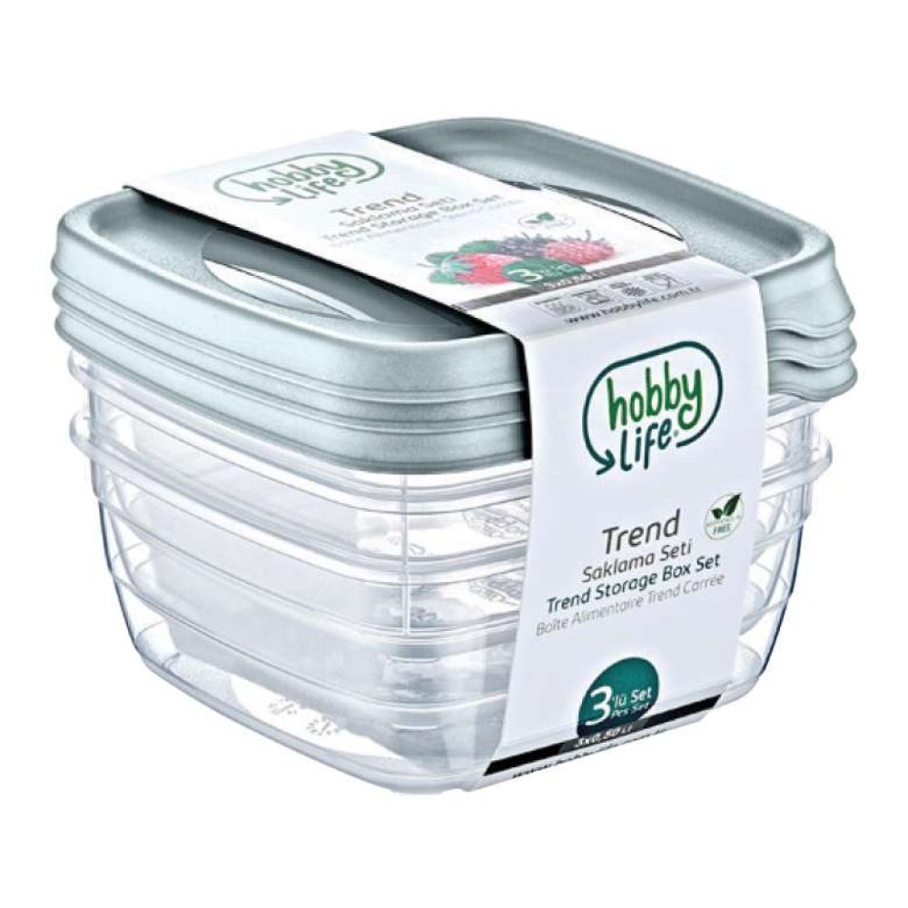 Trend Saklama Kabı 3'lü 1.5 L Mavi