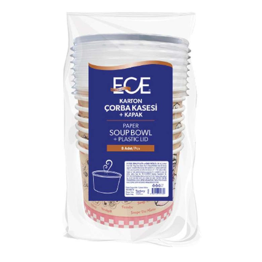 Ece Kapaklı Karton Çorba Kasesi 8'li
