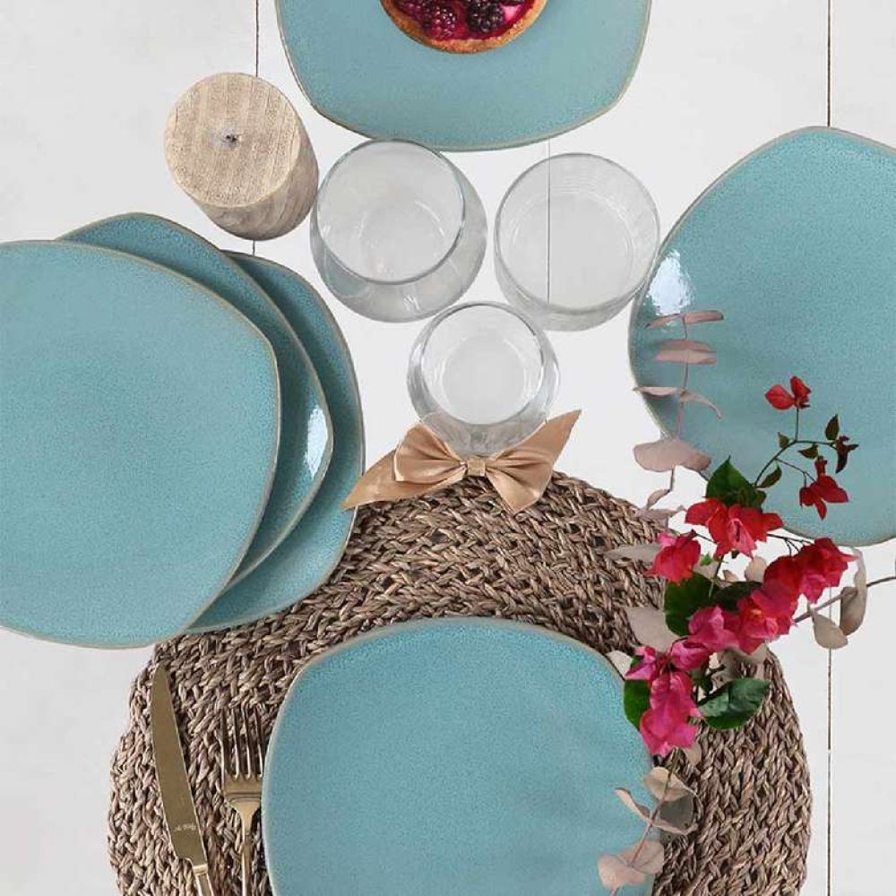 Keramika Blue Granit Köşem Pasta TabağıI 22 cm 6 adet