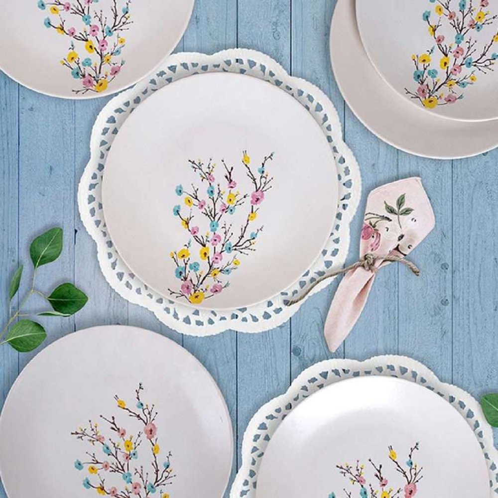 Keramika İlkbahar Tomurcuk Servis Tabağı 26 Cm 6 Adet