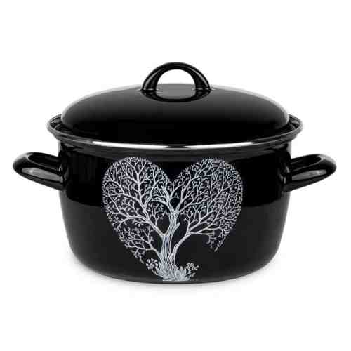 Emaye Yoğurt Tenceresi 22 cm Siyah Beyaz