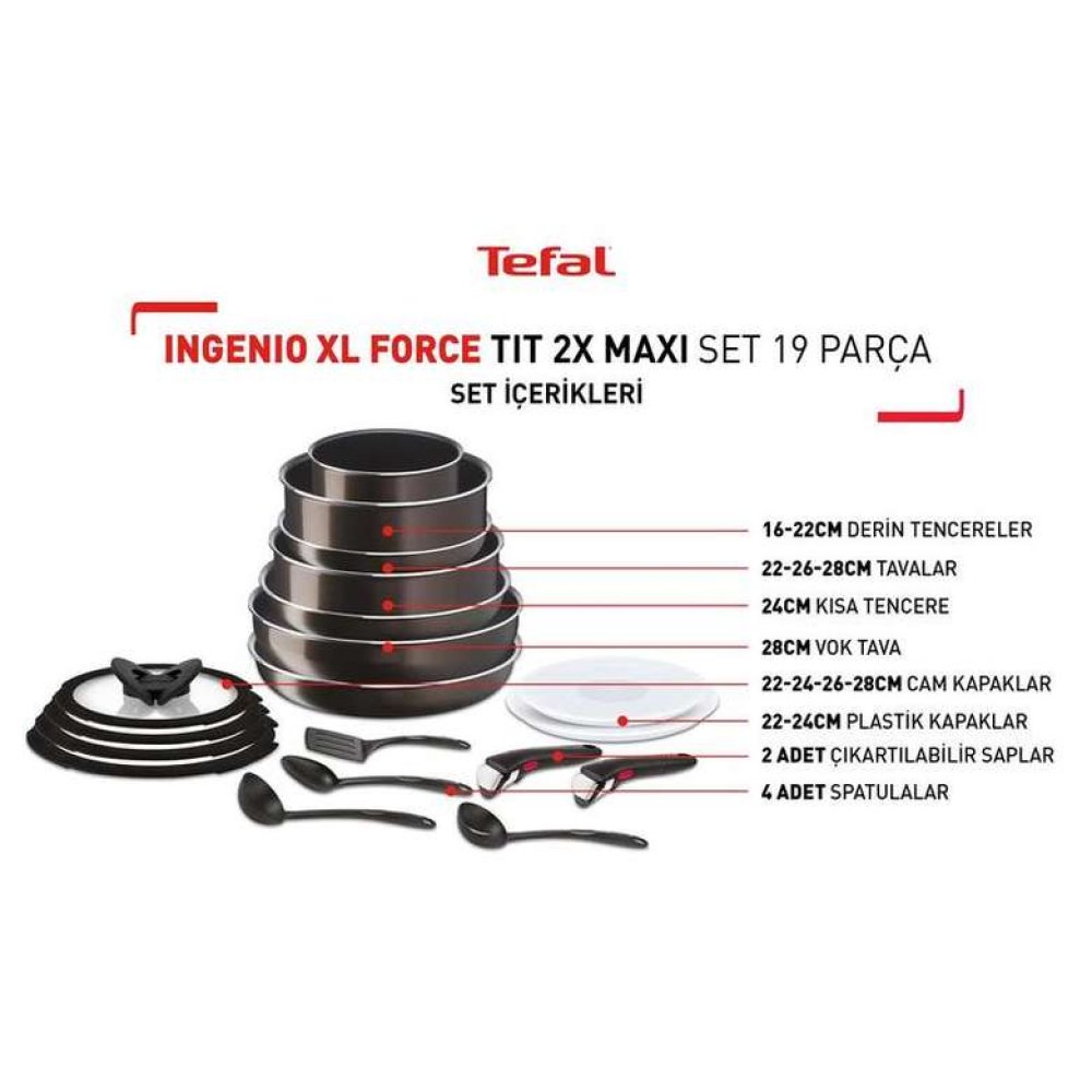 Tefal Ingenio XL Force Titanyum 2X Maxi Set 19 Parça
