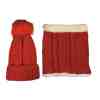 Kadın Peluşlu Bere Boyunluk Seti Kırmızı