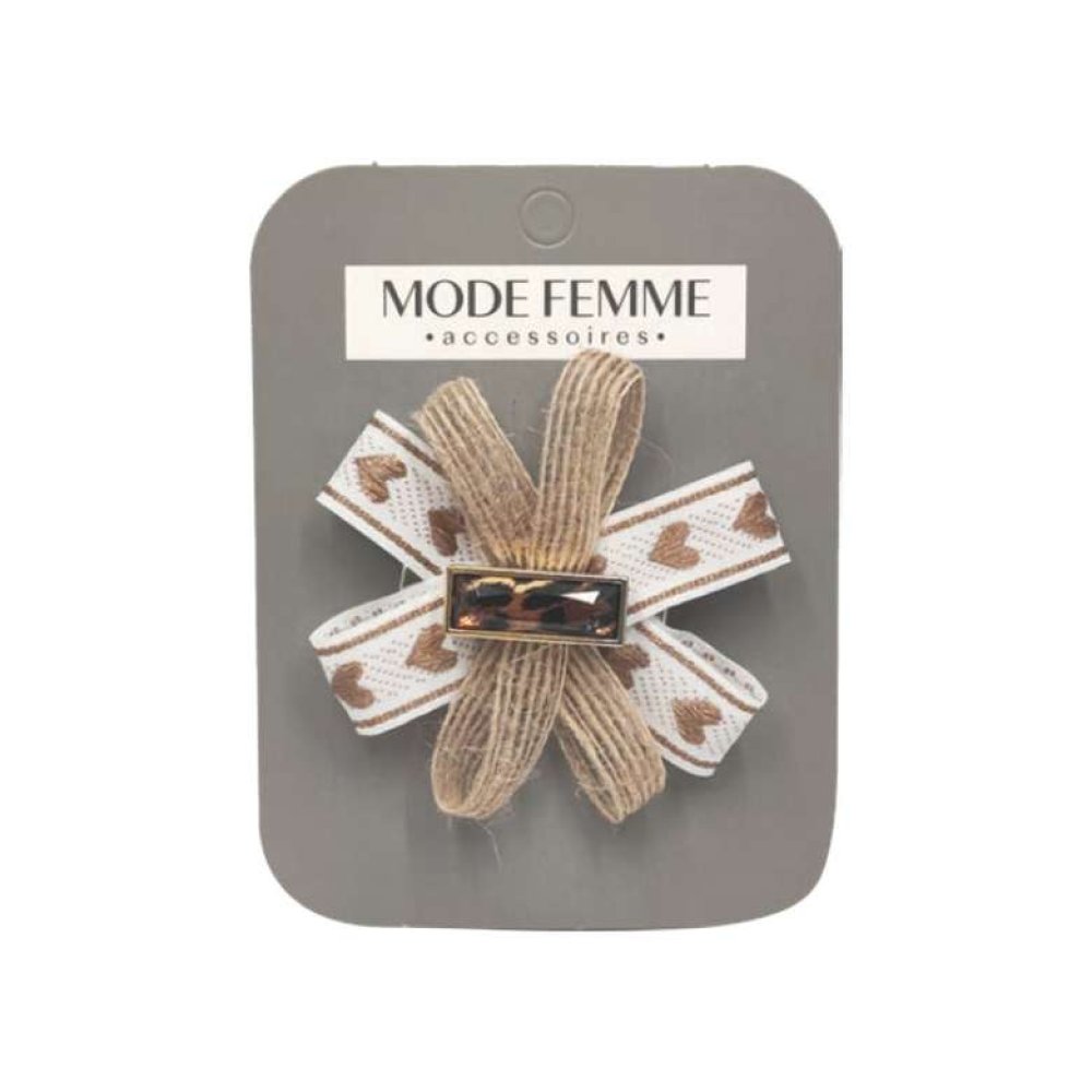 Çiçekli Kumaş Toka Beyaz Kahve