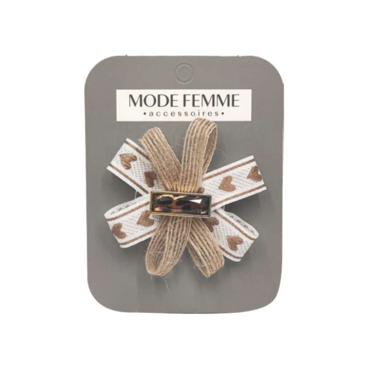 Çiçekli Kumaş Toka Beyaz Kahve