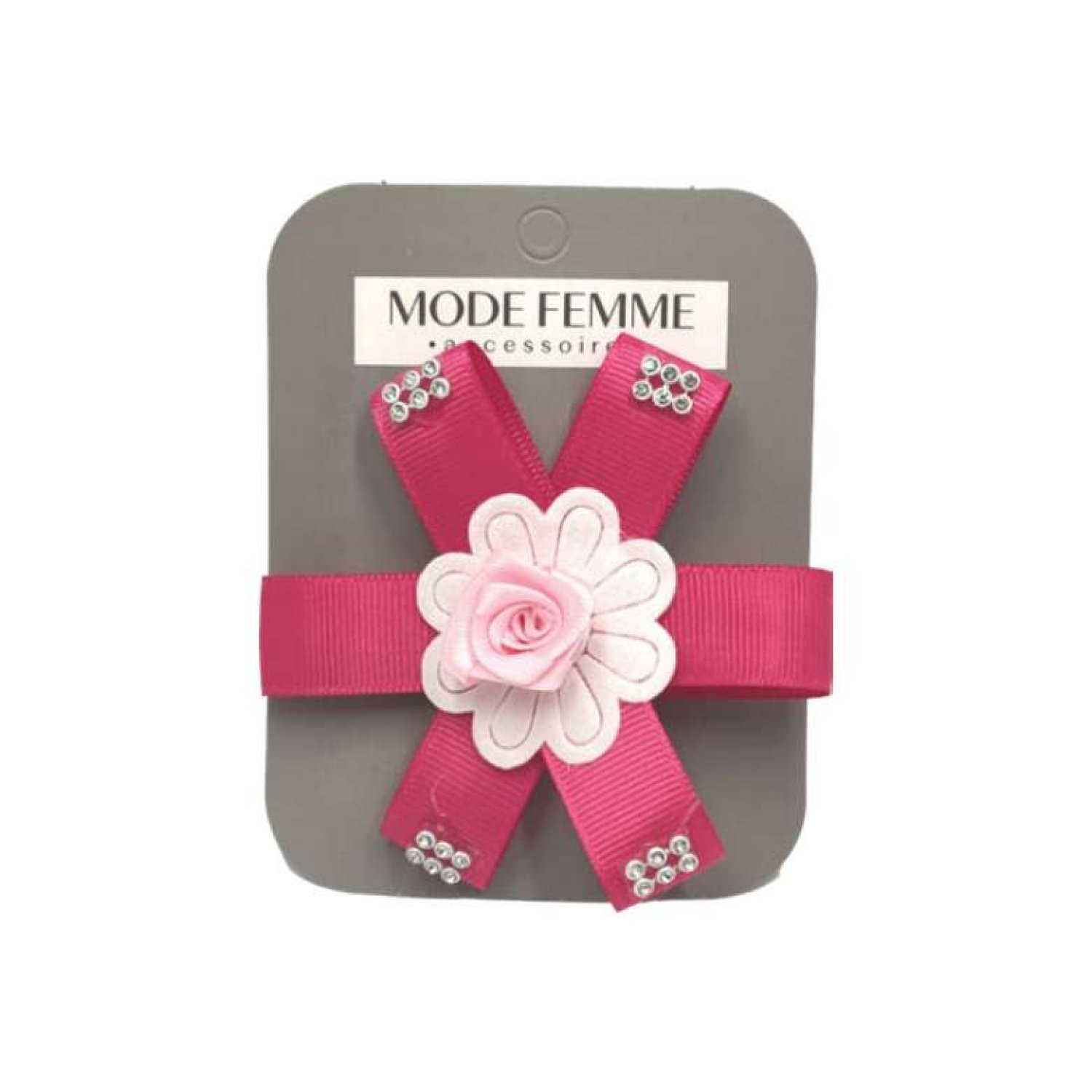 Çiçekli Kumaş Toka Beyaz Kırmızı