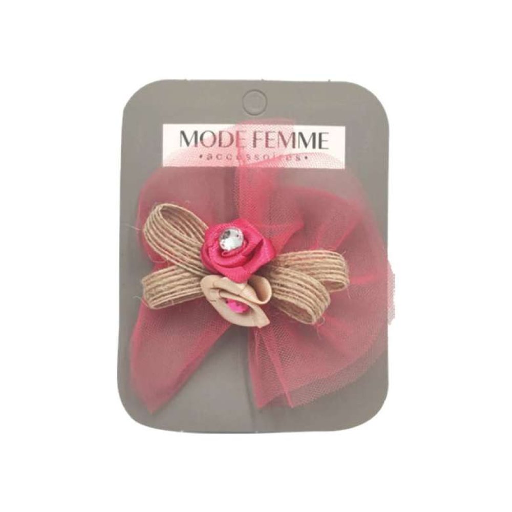 Çiçekli Kumaş Toka Kahve Pembe