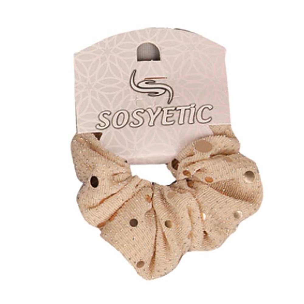 Kadife ve Mandal Toka Açık Bej