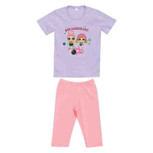 Kız Çocuk Kısa Kol T-Shirt Tayt Takım Mor