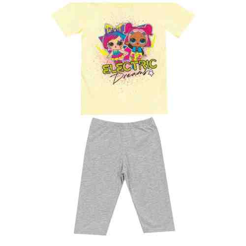 Kız Çocuk Kısa Kol T-Shirt Tayt Takım Sarı