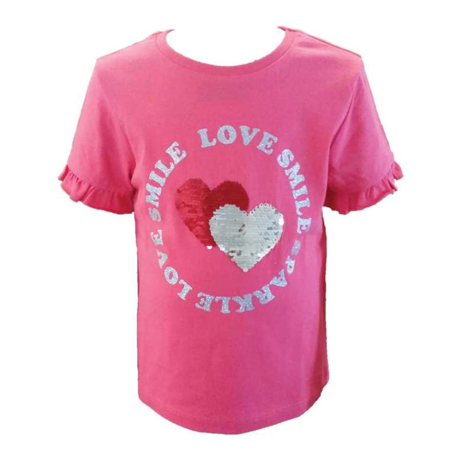 Kız Çocuk Kısa Kollu Payetli T-Shirt Pembe