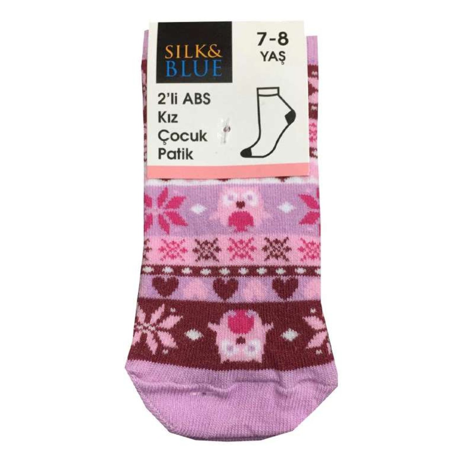 Silk & Blue Çocuk Patik Çorabı Abs Taban 2'li Pembe