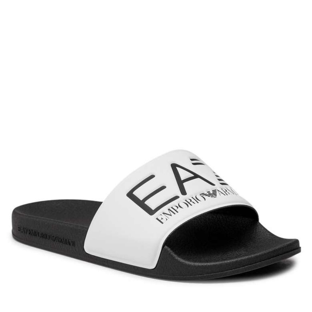 Emporio Armani XCC22 Q737 Erkek Terlik Beyaz Siyah