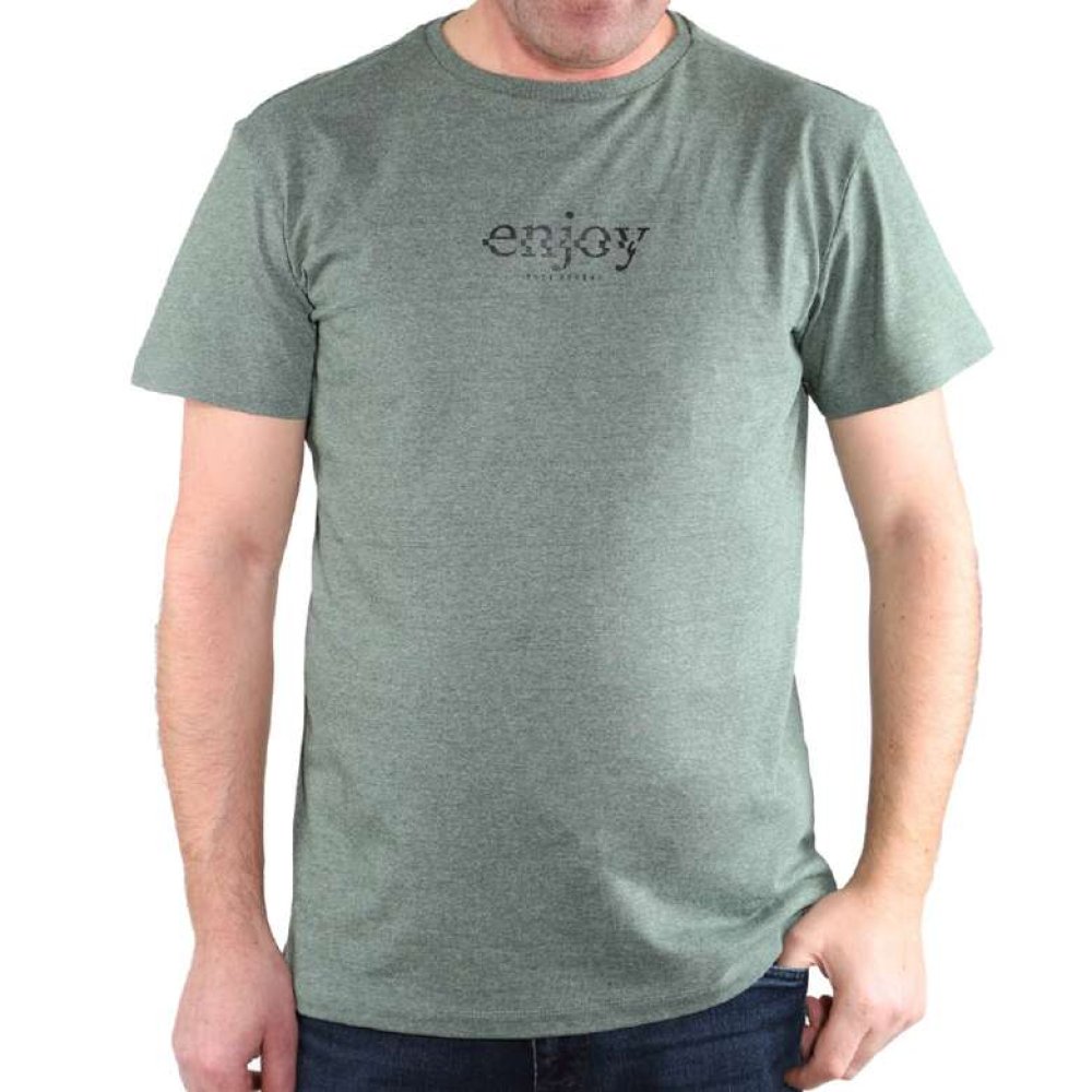 Unisex Baskılı Tişört Melanj Yeşil