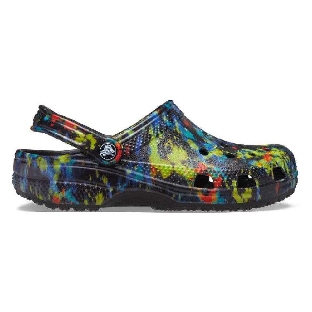 Crocs Classic Tie Dye Graphic Clog 205453-4SW Kadın Terlik Siyah Sarı