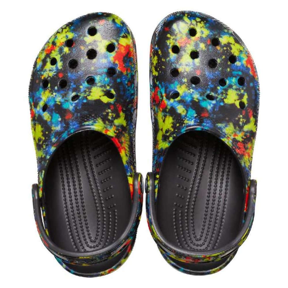 Crocs Classic Tie Dye Graphic Clog 205453-4SW Kadın Terlik Siyah Sarı