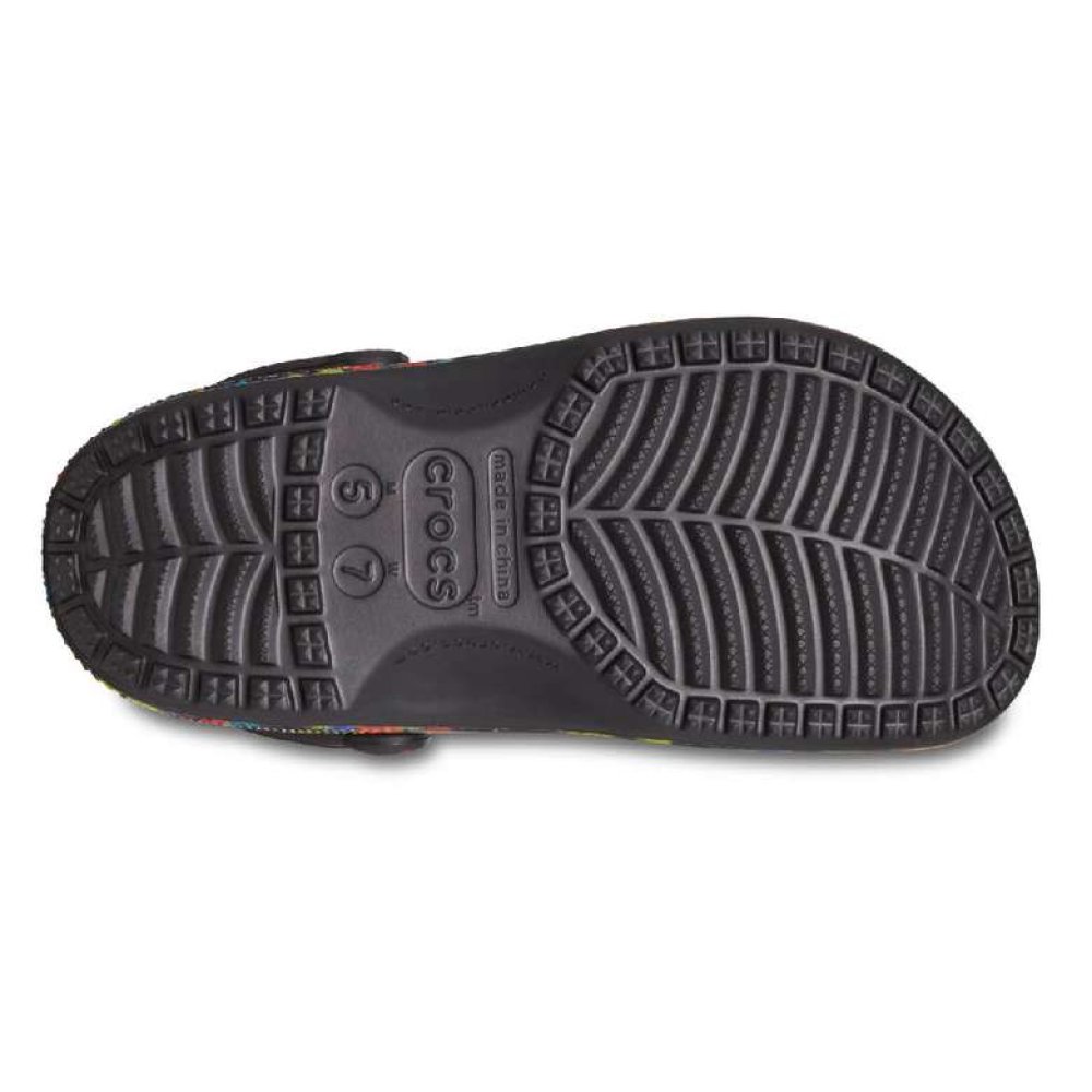 Crocs Classic Tie Dye Graphic Clog 205453-4SW Kadın Terlik Siyah Sarı