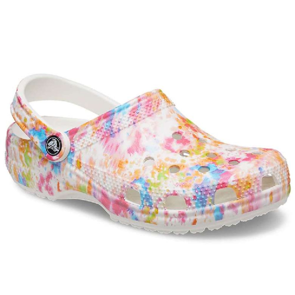 Crocs Classic Tie Dye Graphic Clog 205453-83B Kadın Terlik Pembe Beyaz