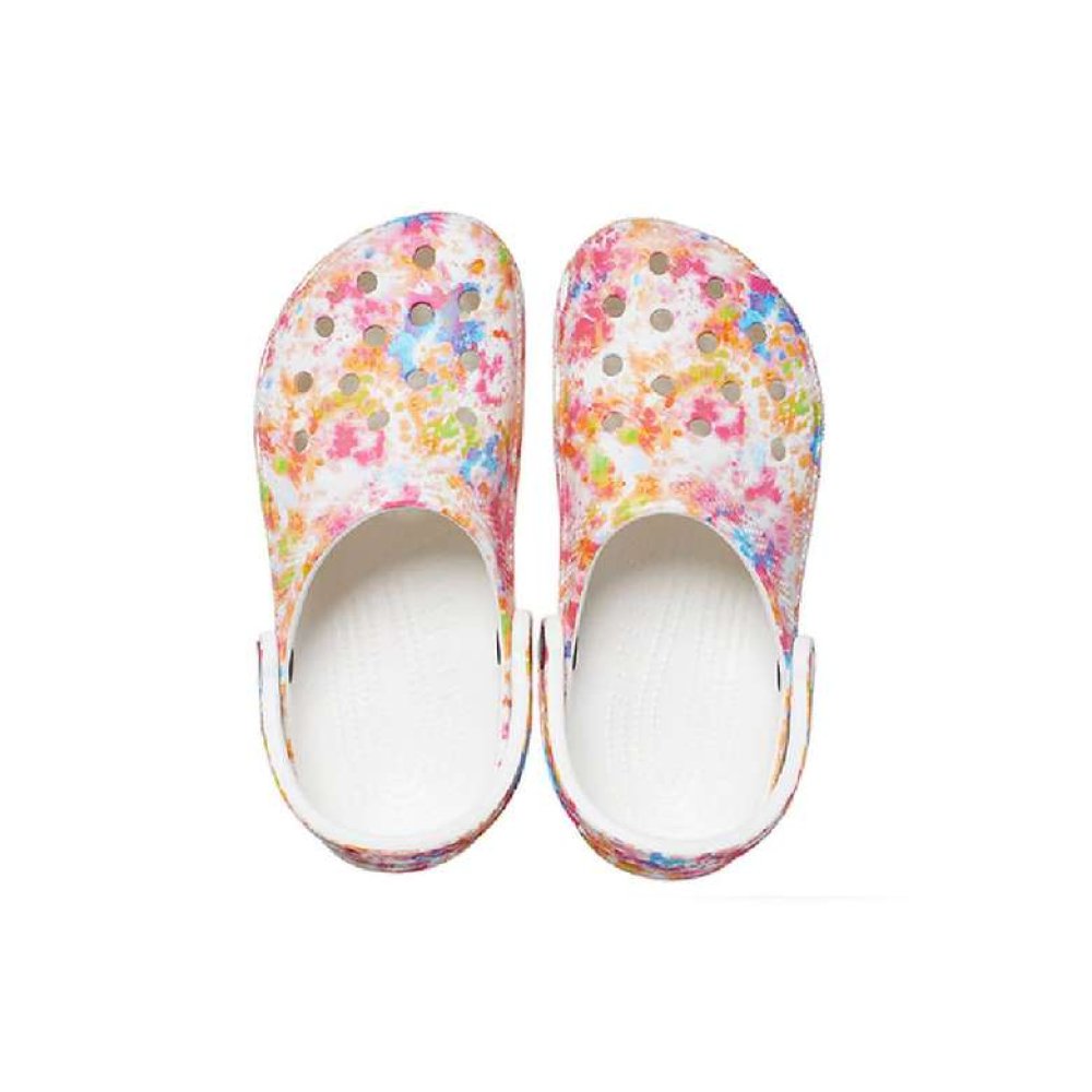 Crocs Classic Tie Dye Graphic Clog 205453-83B Kadın Terlik Pembe Beyaz