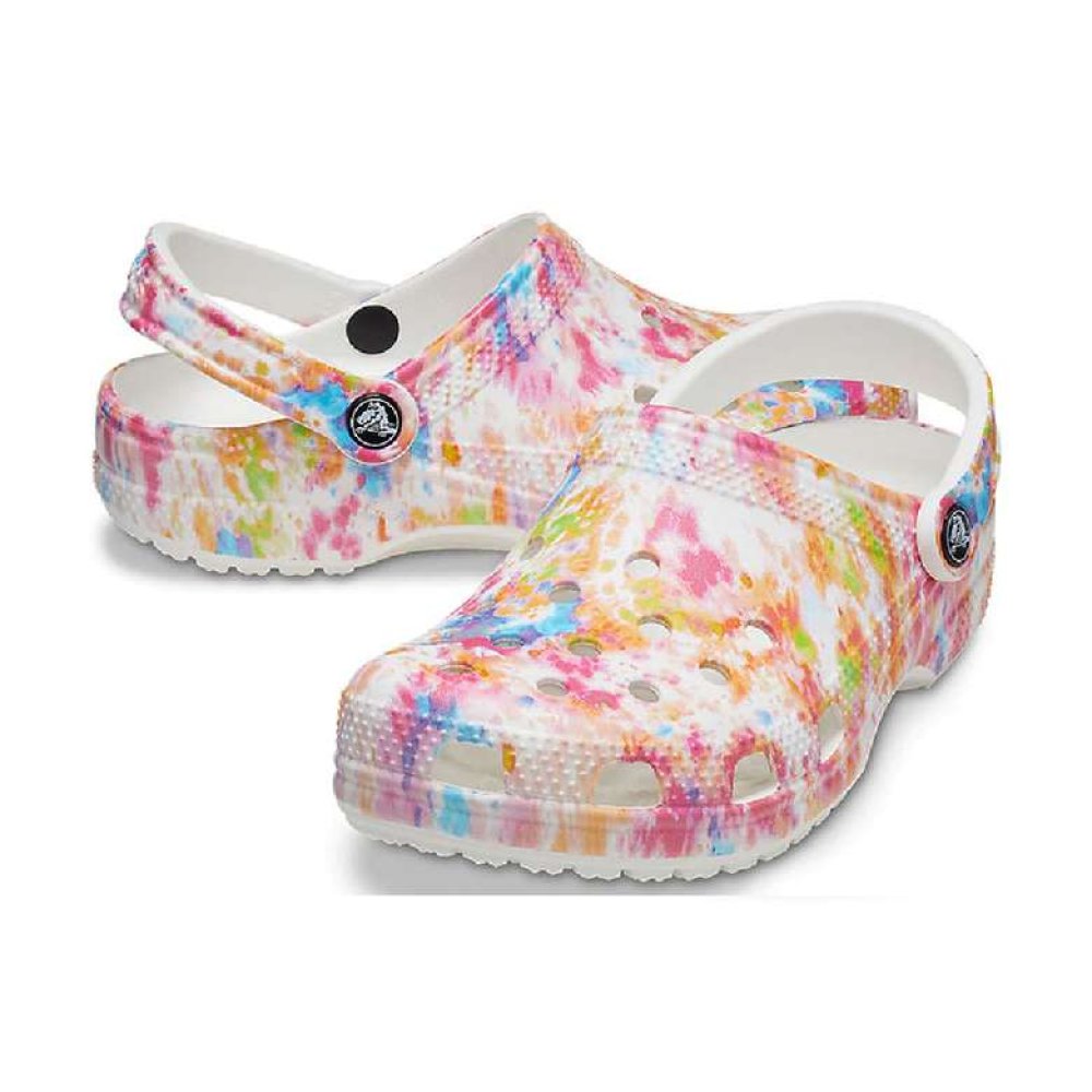 Crocs Classic Tie Dye Graphic Clog 205453-83B Kadın Terlik Pembe Beyaz