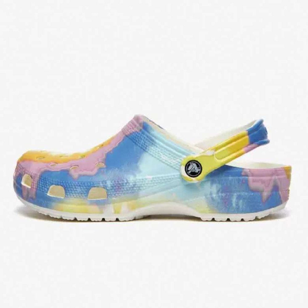 Crocs Classic Tie Dye Graphic Clog 205453-94S Kadın Terlik Sarı Beyaz