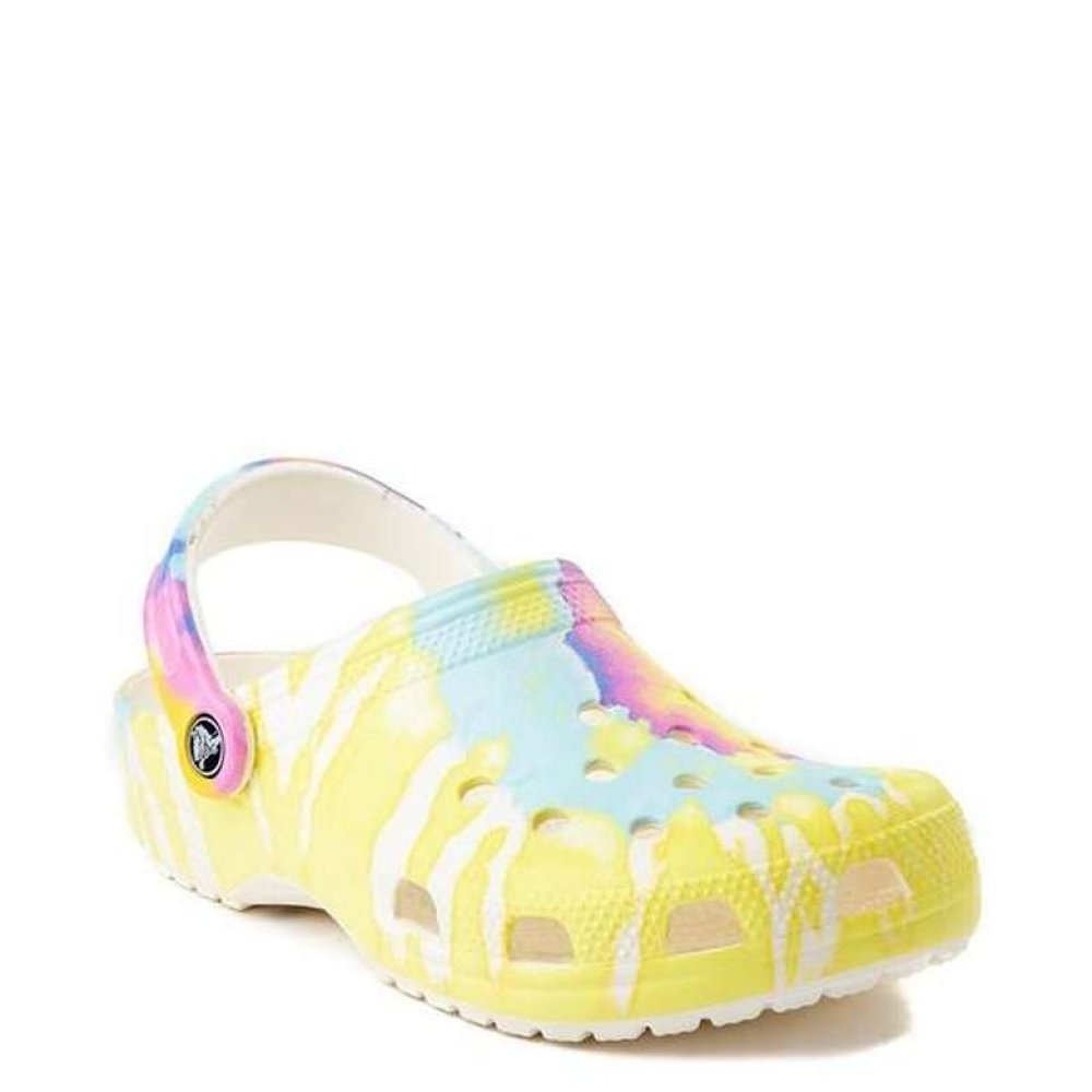 Crocs Classic Tie Dye Graphic Clog 205453-94S Kadın Terlik Sarı Beyaz