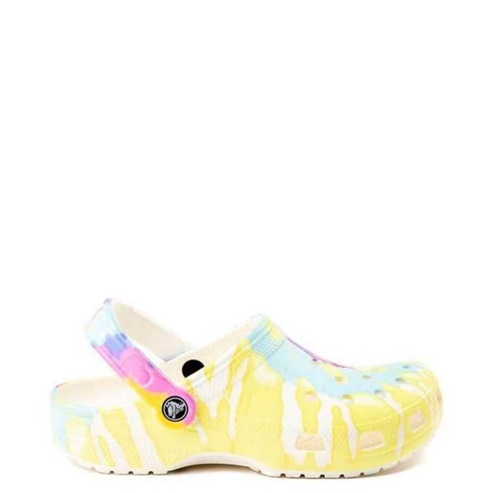 Crocs Classic Tie Dye Graphic Clog 205453-94S Kadın Terlik Sarı Beyaz