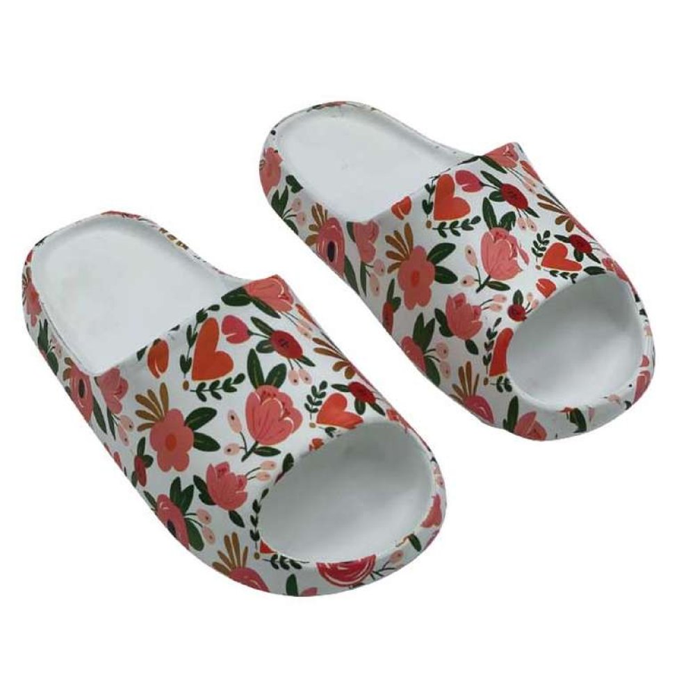 Desenli Kadın Terlik Pembe-Beyaz