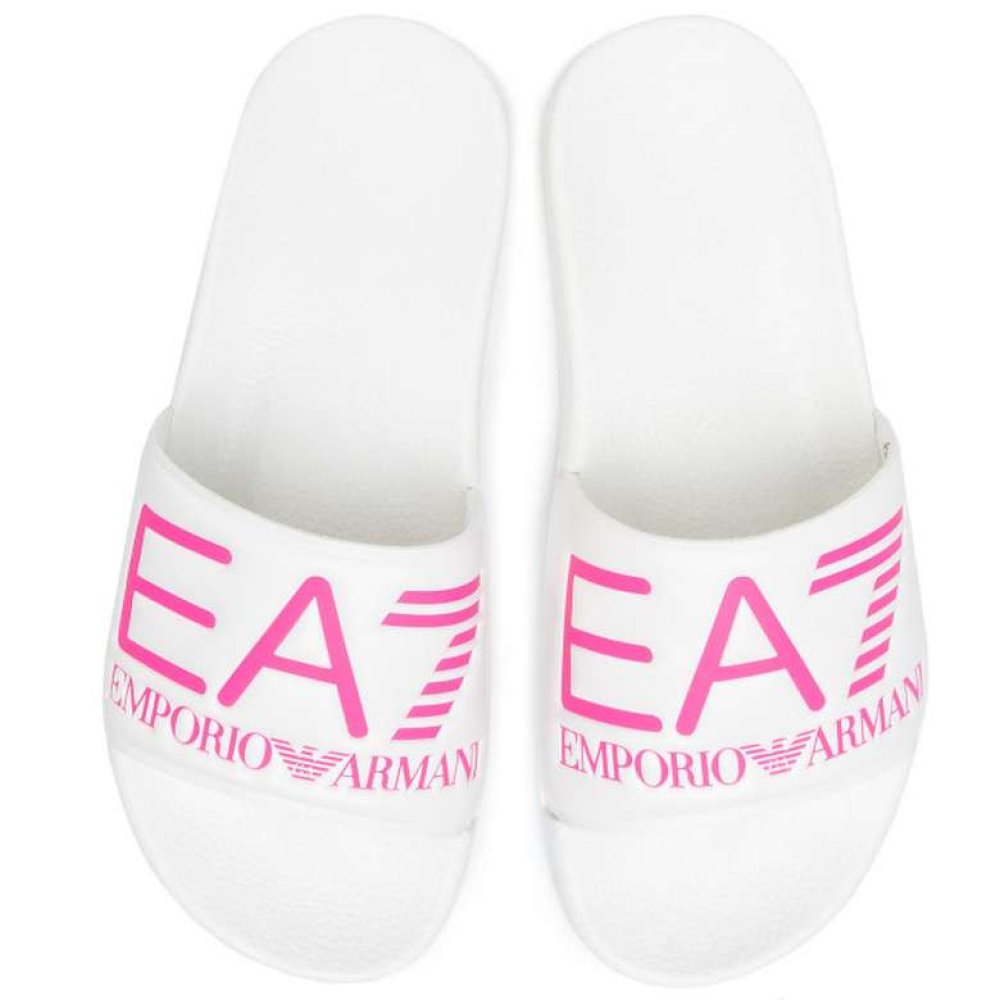 Emporio Armani Sea Word Sliders Kadın Beyaz Terlik
