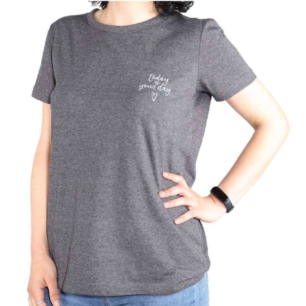 Unisex Baskılı Tişört Melanj Gri