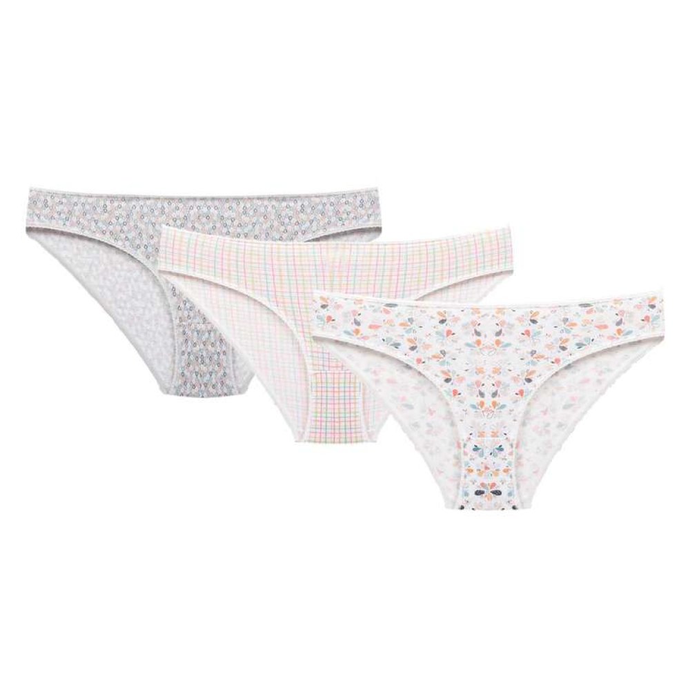 Kadın Desenli Slip 3'lü Gri Turuncu