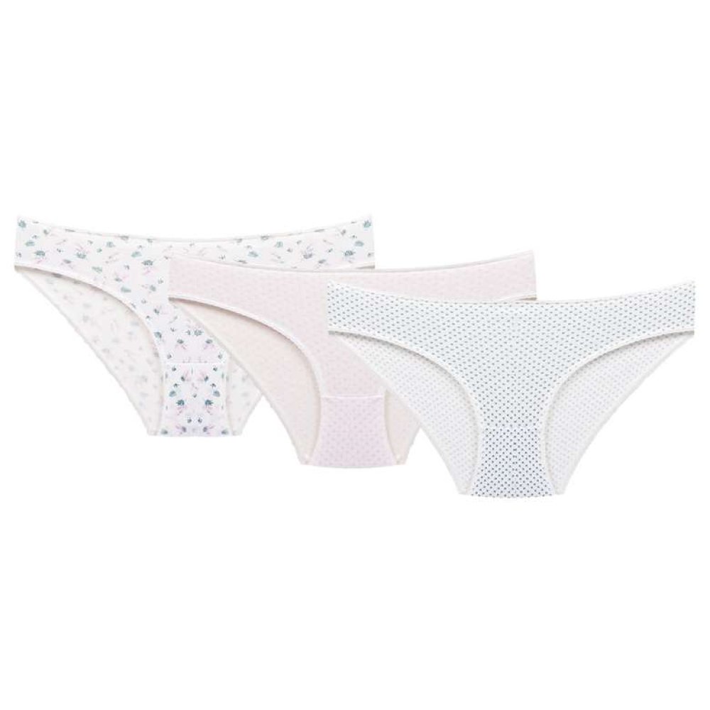 Kadın Desenli Slip 3'lü Yeşil Beyaz