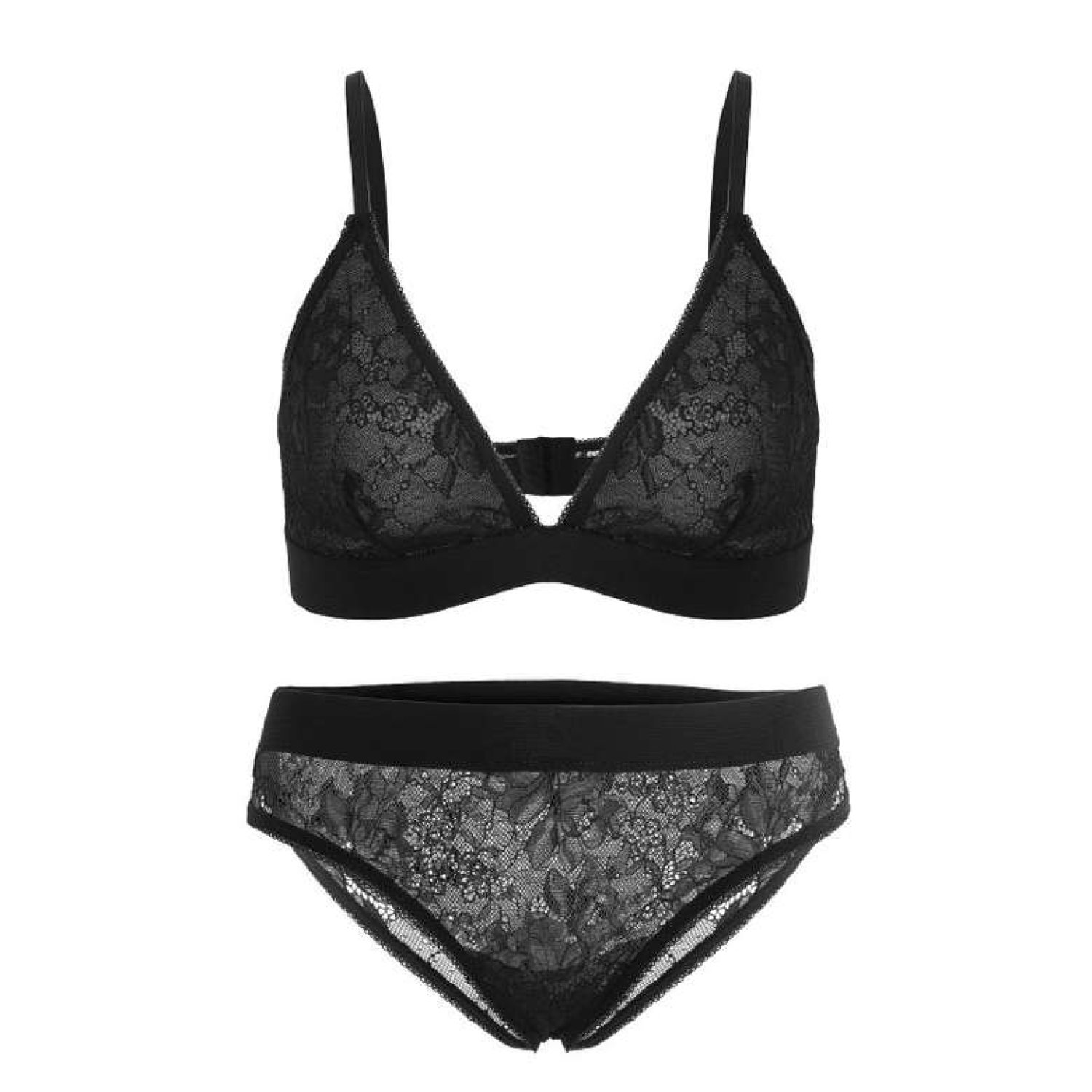 Silk & Blue Kadın Dantelli Takım Siyah