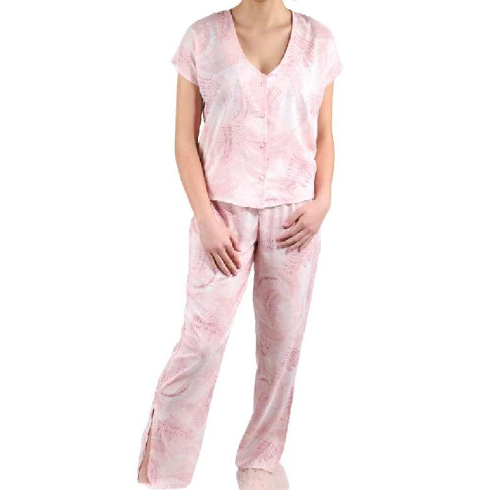 Kadın Saten Pijama Takımı Pembe