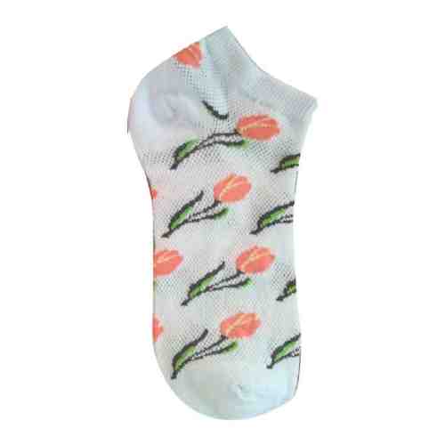 Kadın Desenli Patik Çorap Pembe Beyaz