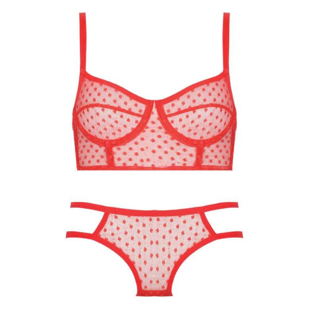 Silk & Blue Kadın Tüllü Sütyen-Slip Takımı Kırmızı