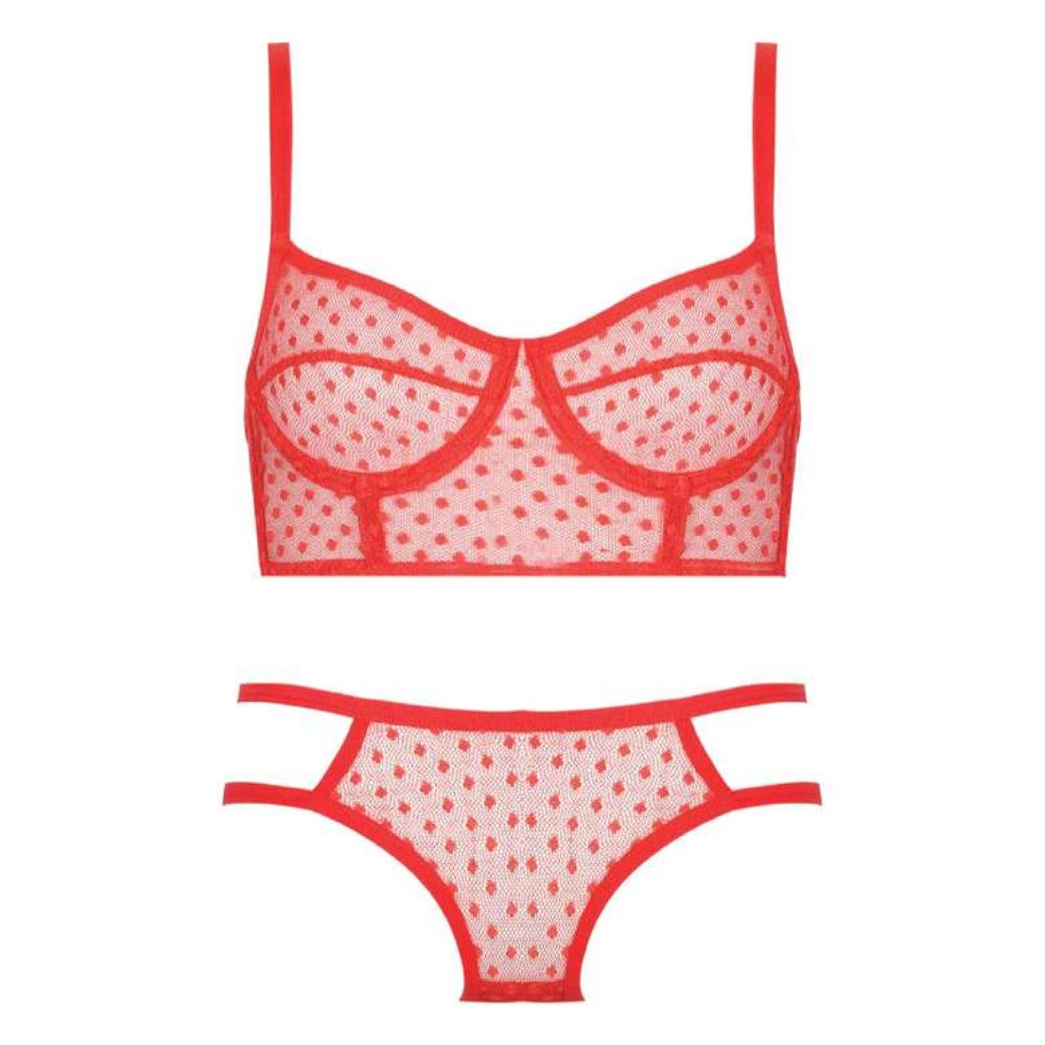 Silk & Blue Kadın Tüllü Sütyen-Slip Takımı Kırmızı