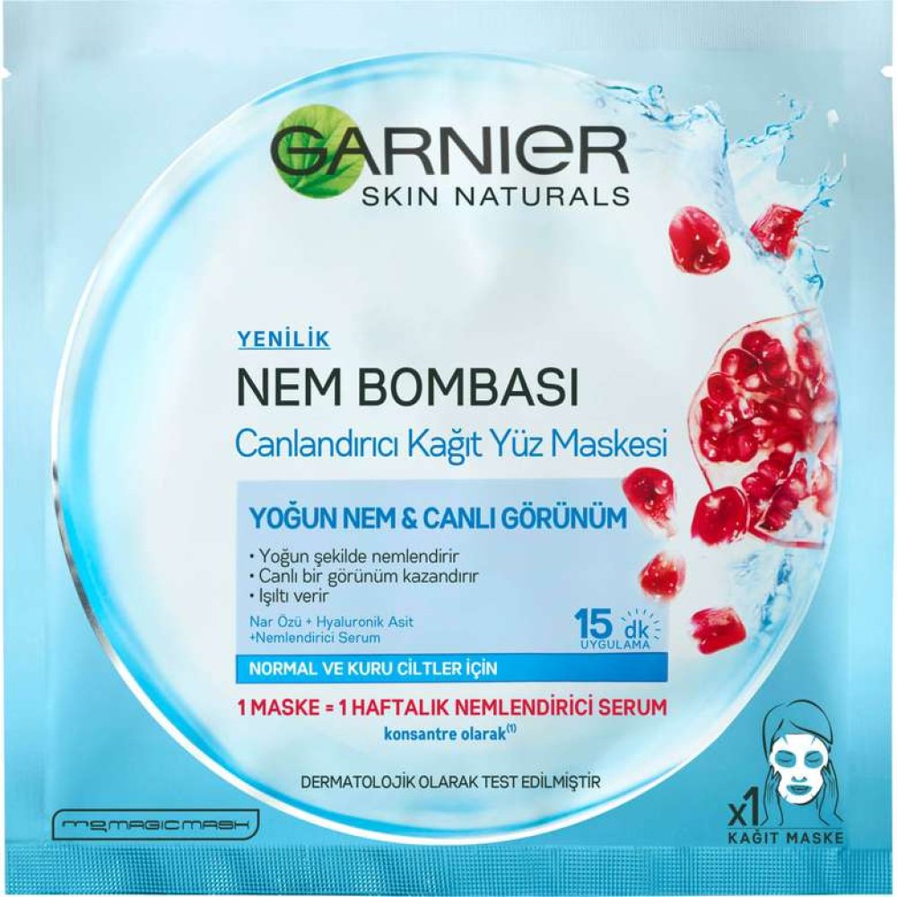 Garnier Nem Bombası Canlandırıcı Kağıt Yüz Maskesi 32 G