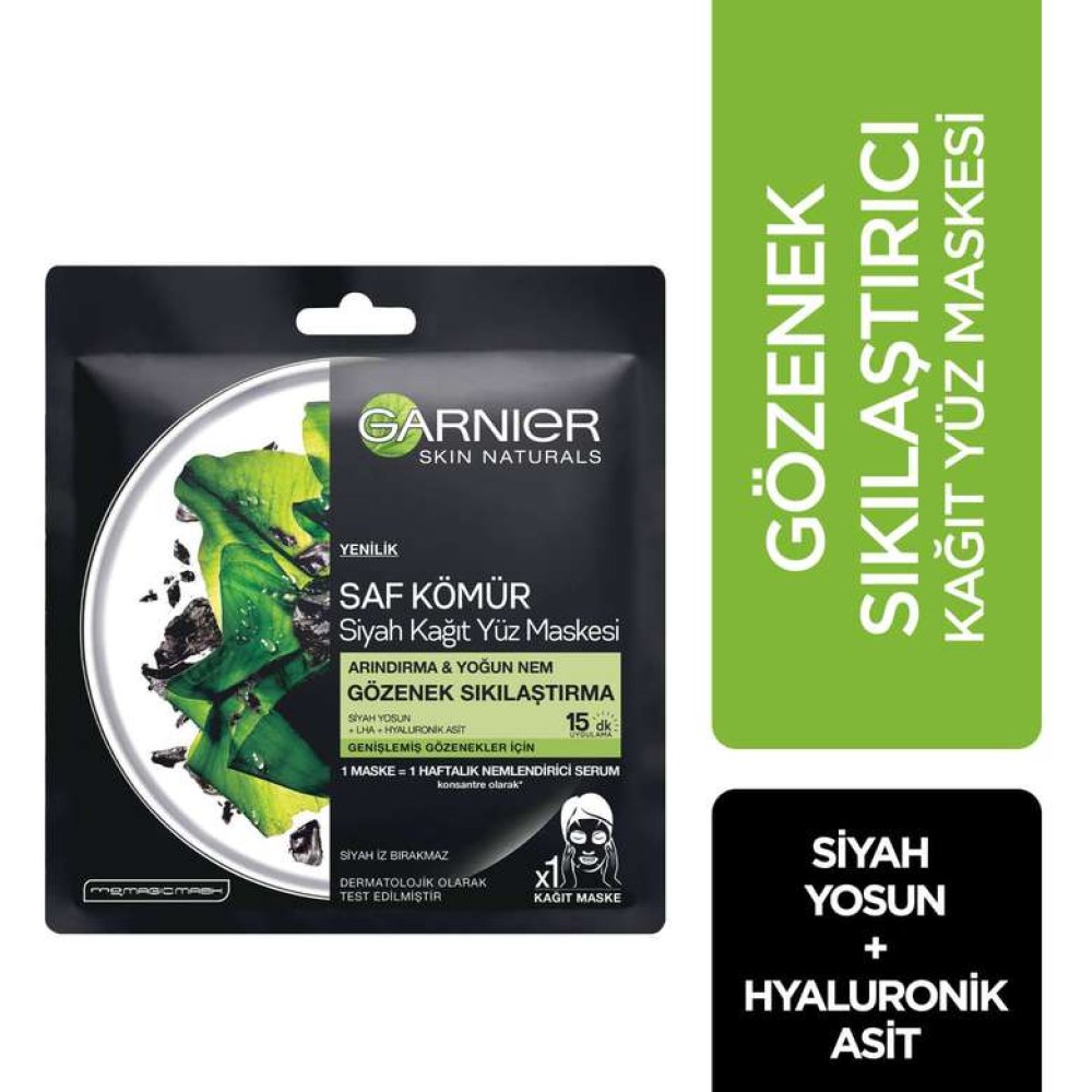 Garnier Skin Naturals Saf Kömür Özlü Siyah Kağıt Yüz Maskesi