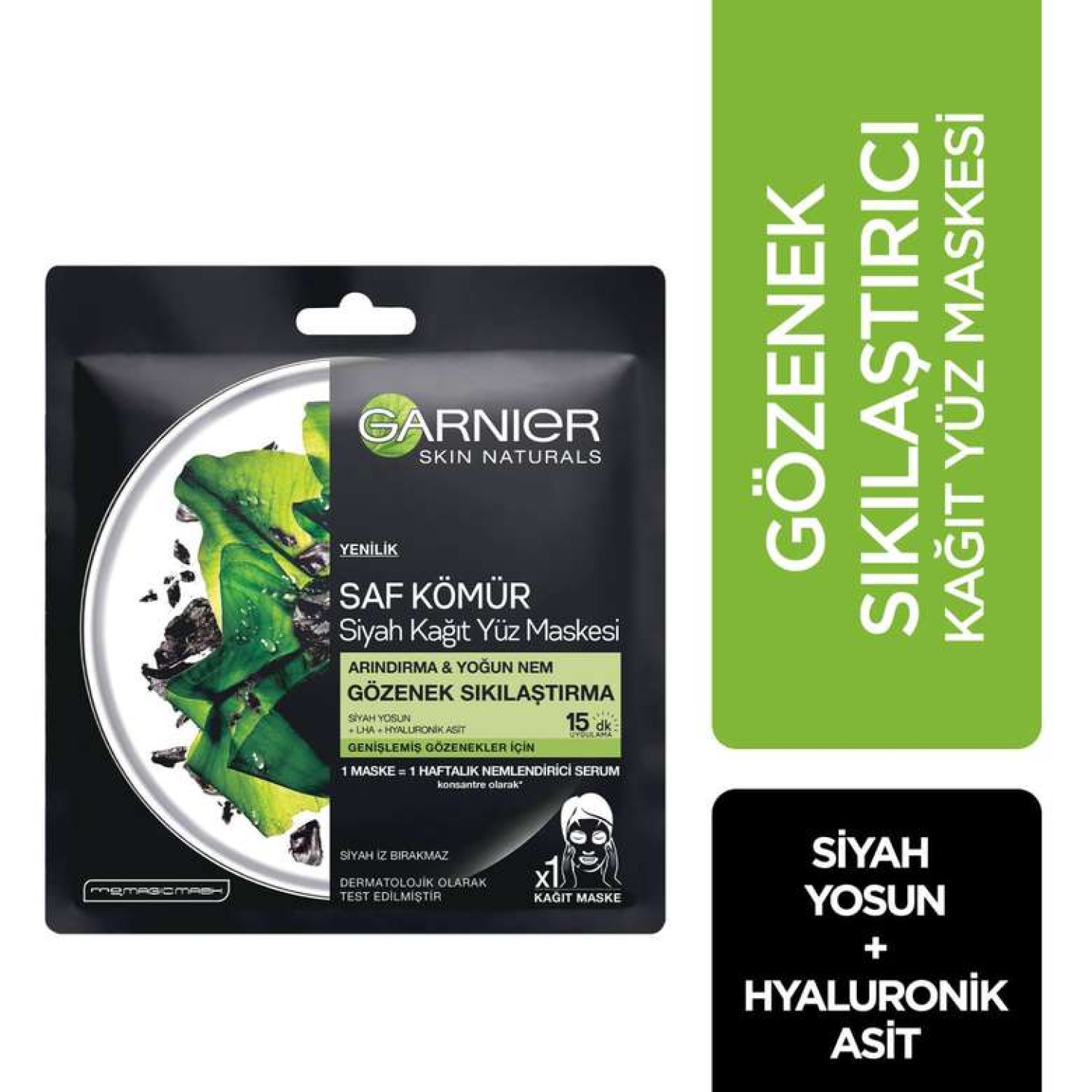 Garnier Skin Naturals Saf Kömür Özlü Siyah Kağıt Yüz Maskesi