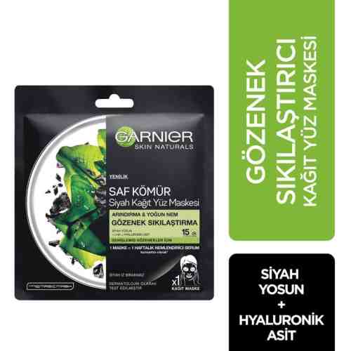 Garnier Skin Naturals Saf Kömür Özlü Siyah Kağıt Yüz Maskesi